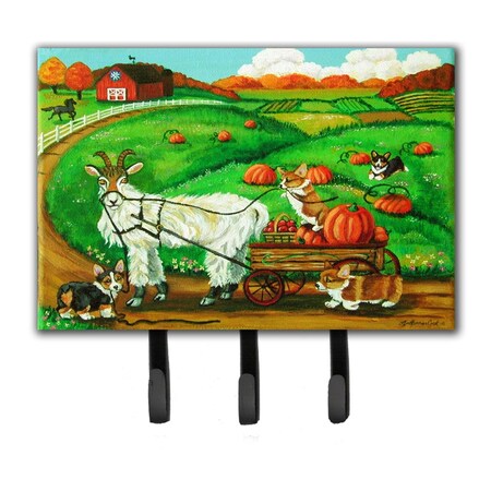 Carolines Treasures Corgi Pumpkin Ride With Goat Leash or Key Holder 7414TH68